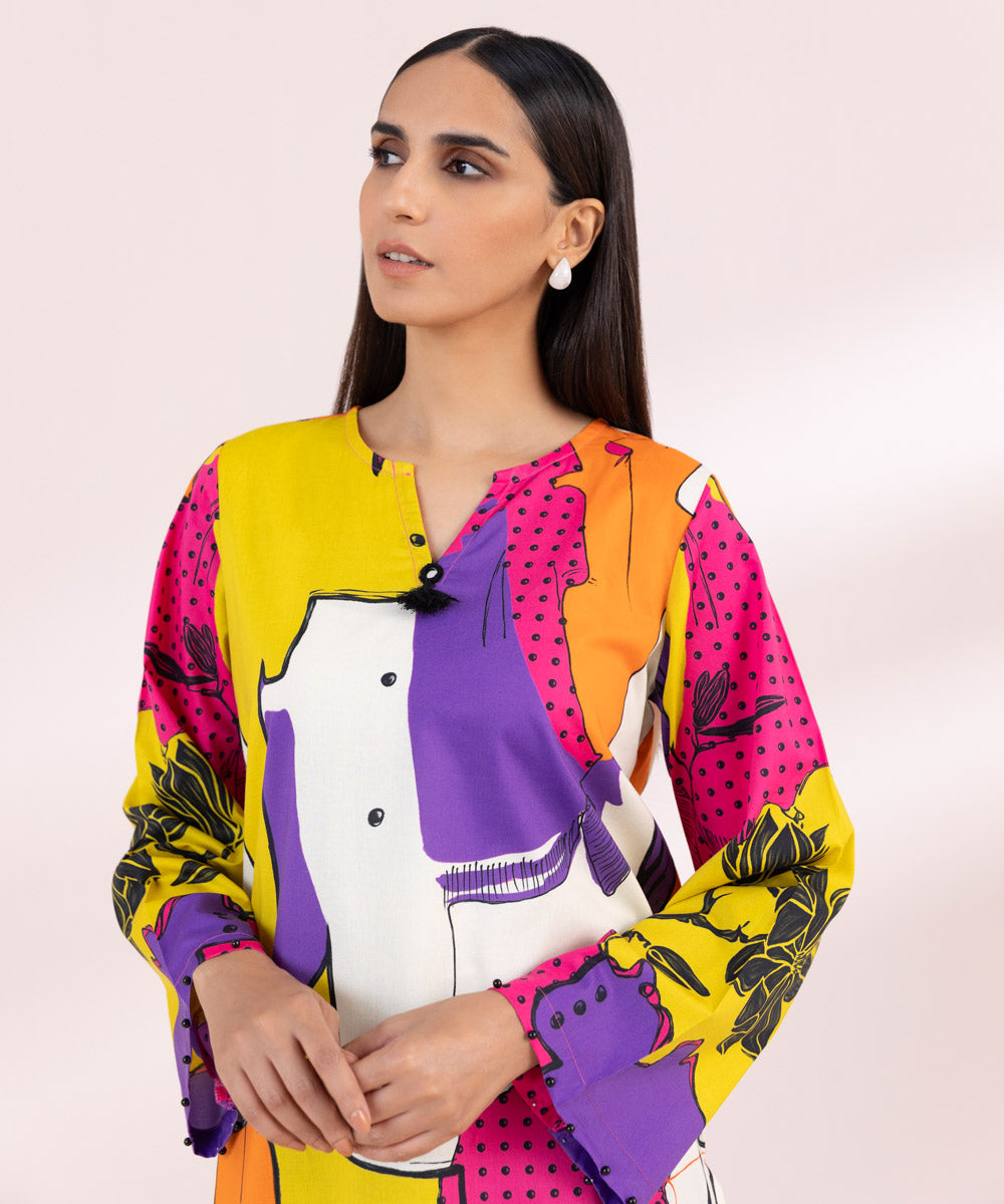 Women's Pret Cotton Multi Printed Straight Shirt