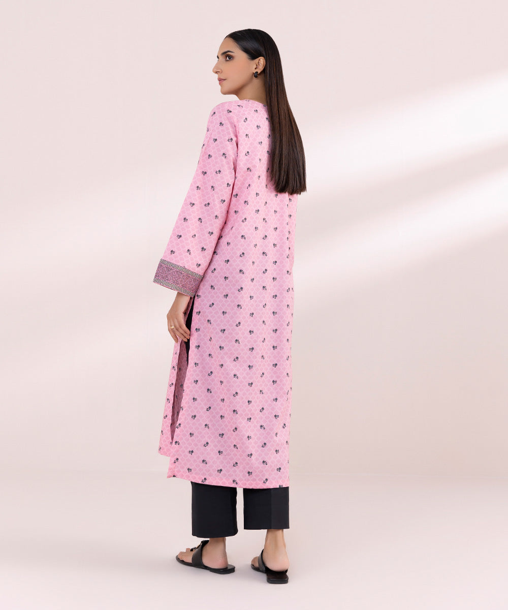 Women's Pret Cotton Pink Printed A-Line Shirt