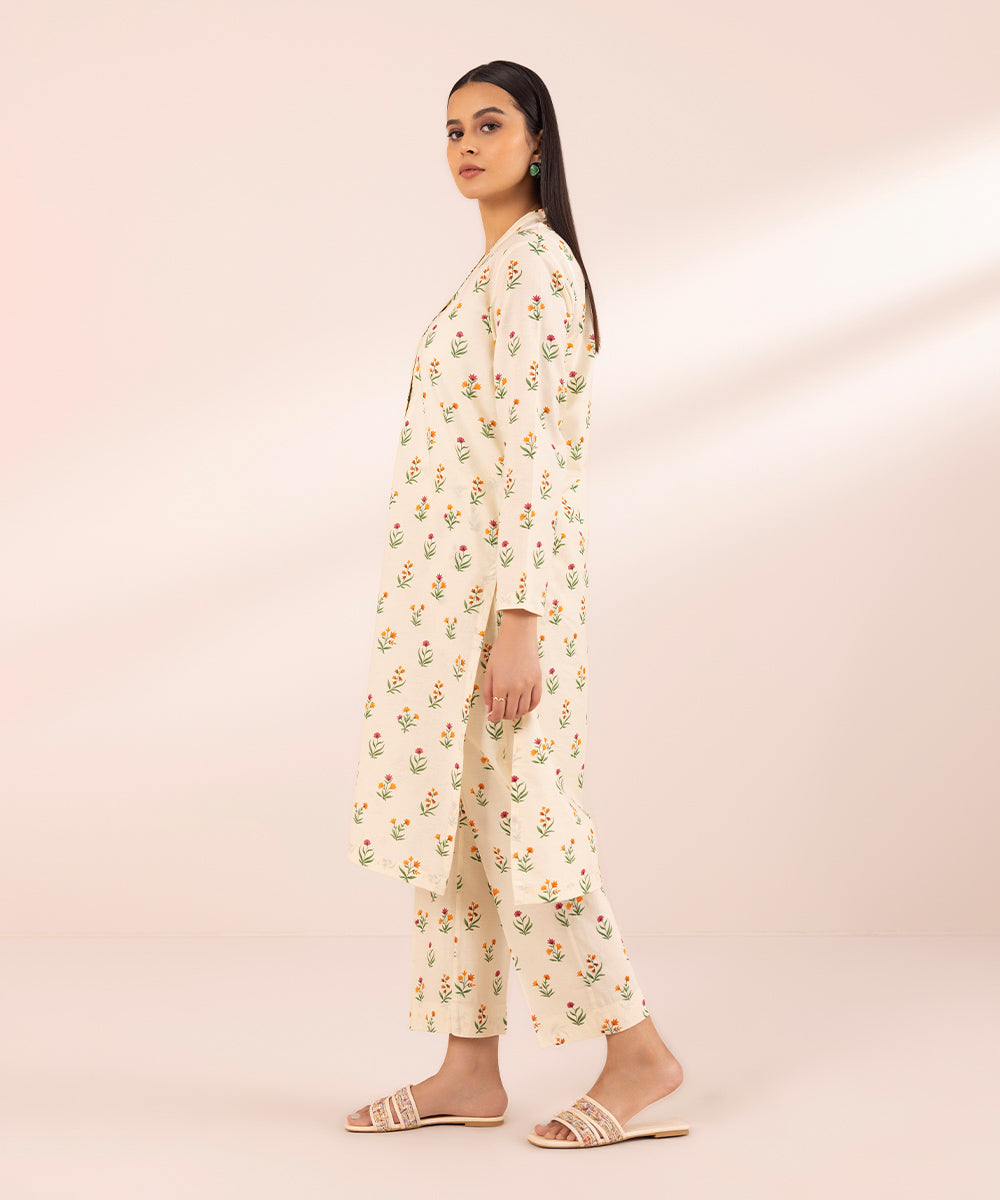 Women's Pret Lawn Off White Printed Straight Shirt