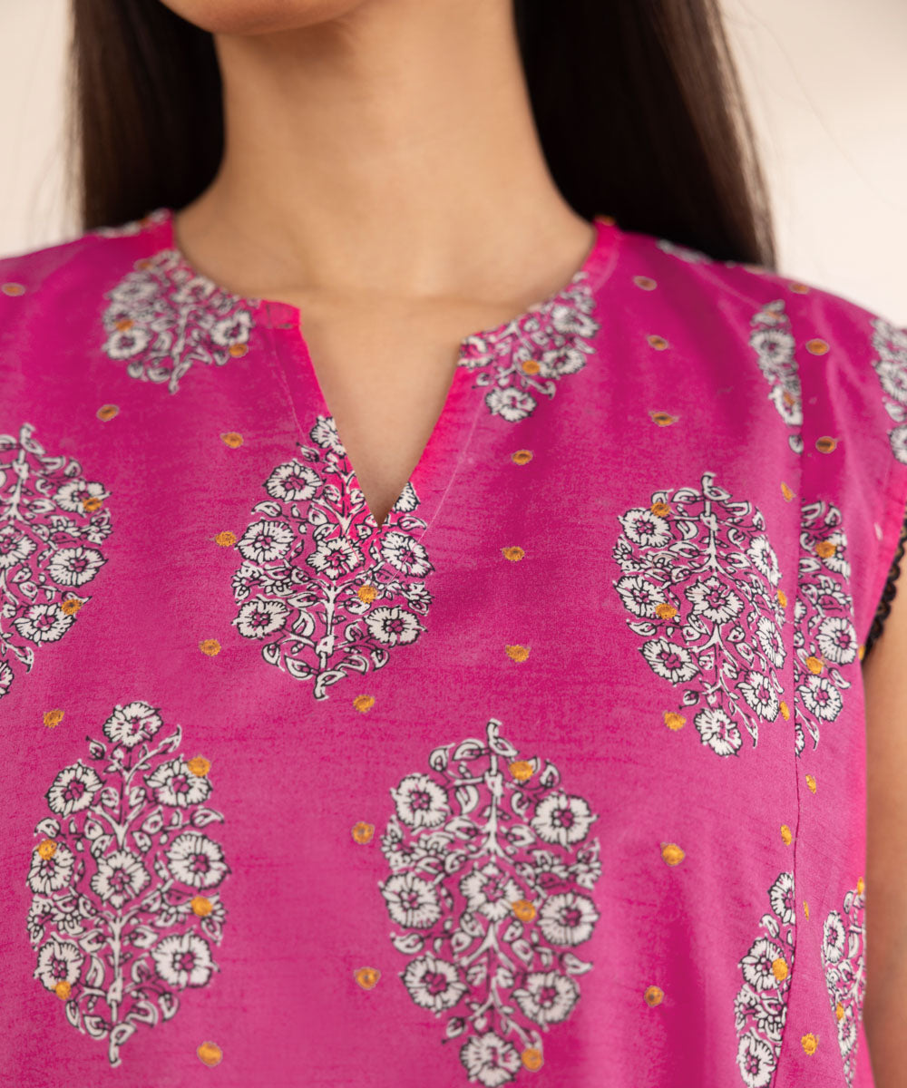 Women's Pret Lawn Printed Embroidered Pink A-Line Shirt