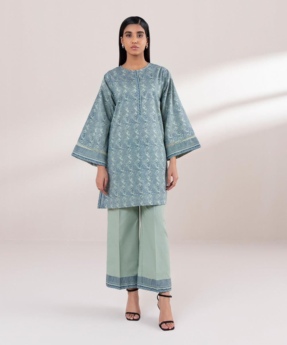 Women's Pret Lawn Printed Green Boxy Shirt