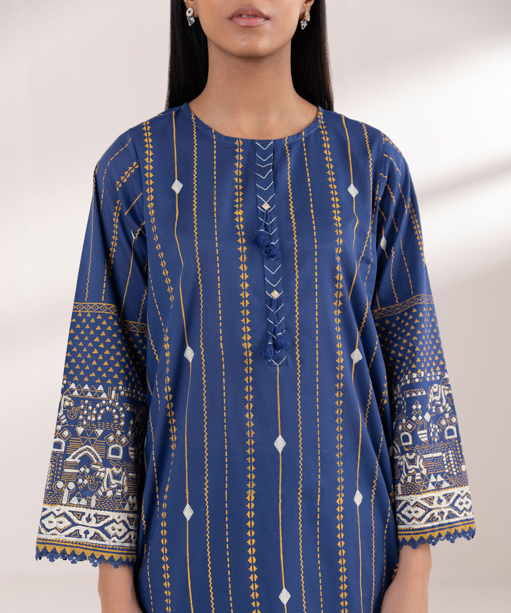 Women's Pret Lawn Printed Blue A-Line Shirt