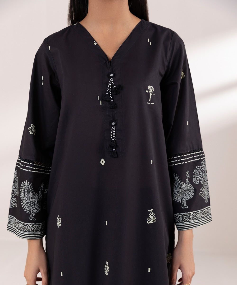 Women's Pret Lawn Printed Black A-Line Shirt