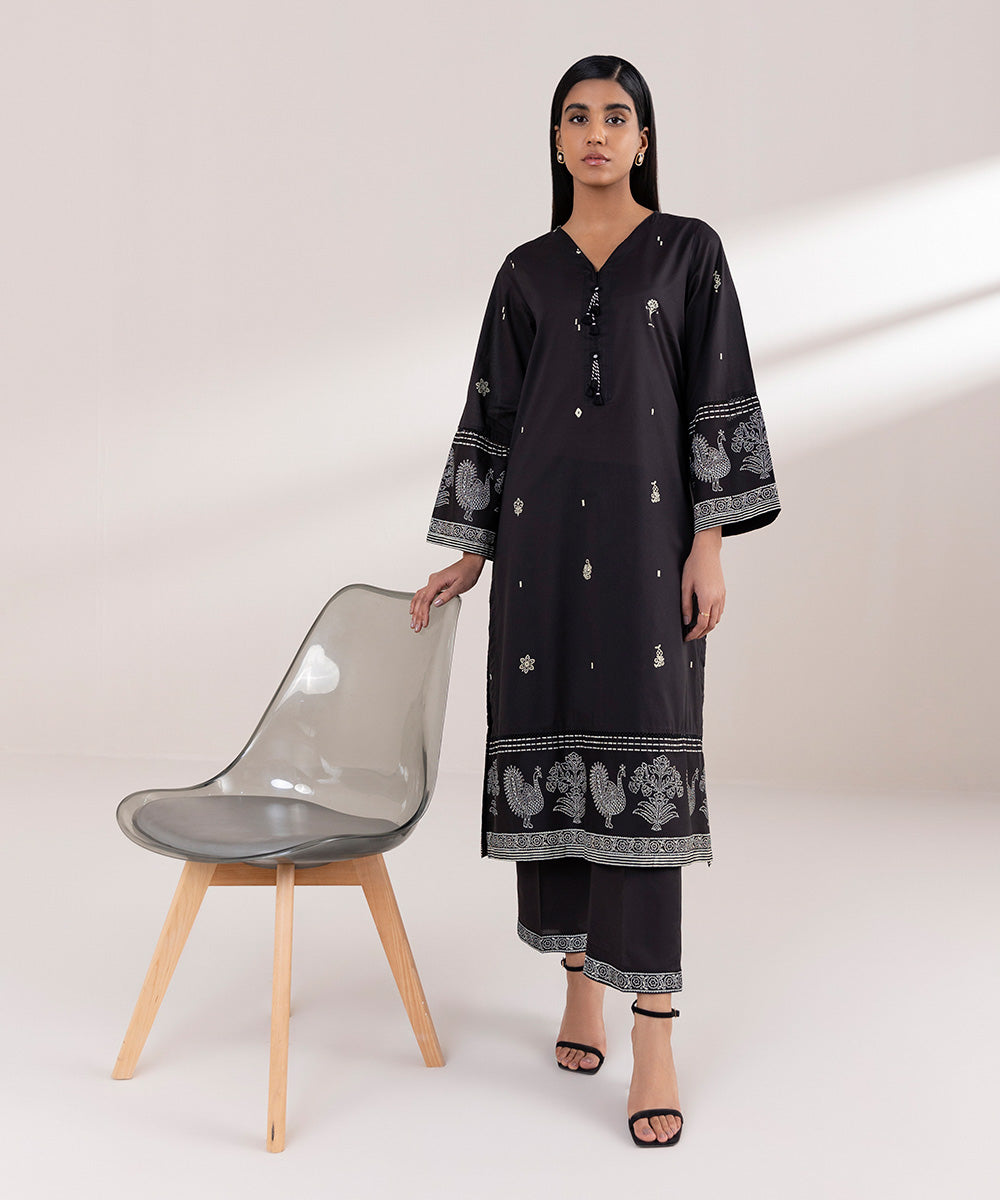 Women's Pret Lawn Printed Black A-Line Shirt