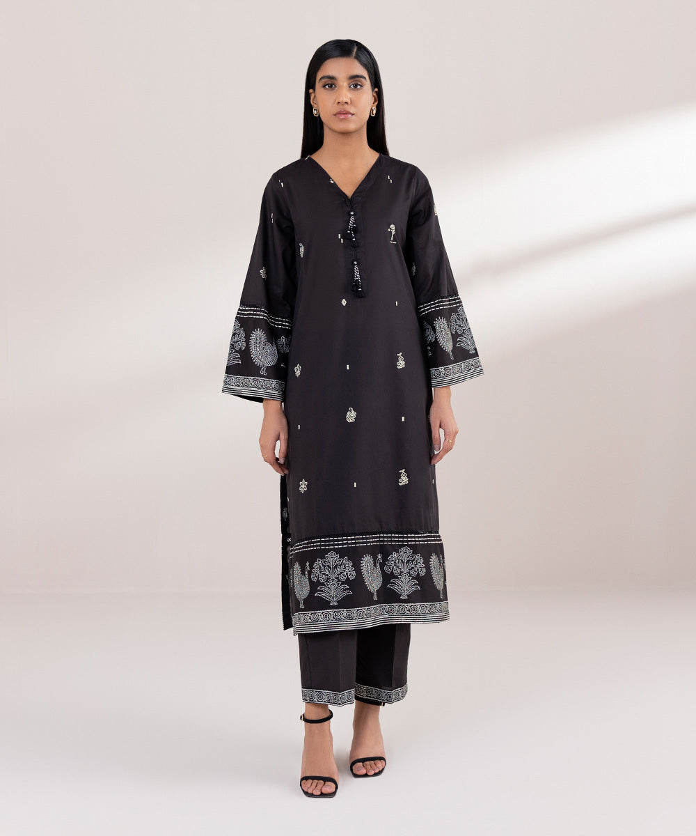 Women's Pret Lawn Printed Black A-Line Shirt