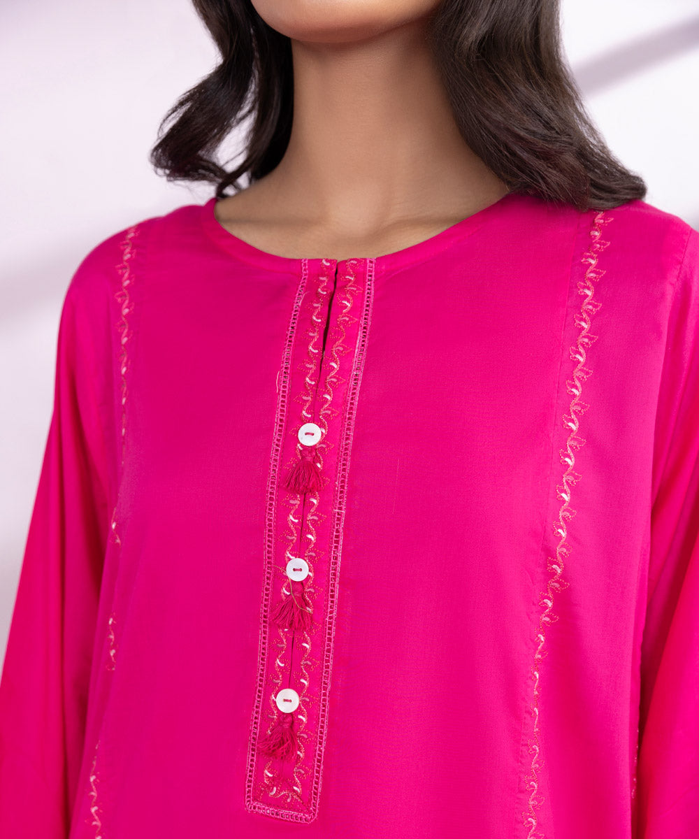 Women's Pret Lawn Embroidered Pink A-Line Shirt