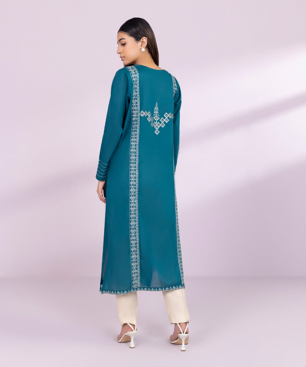 Women's Pret Lawn Embroidered Green A-Line Shirt