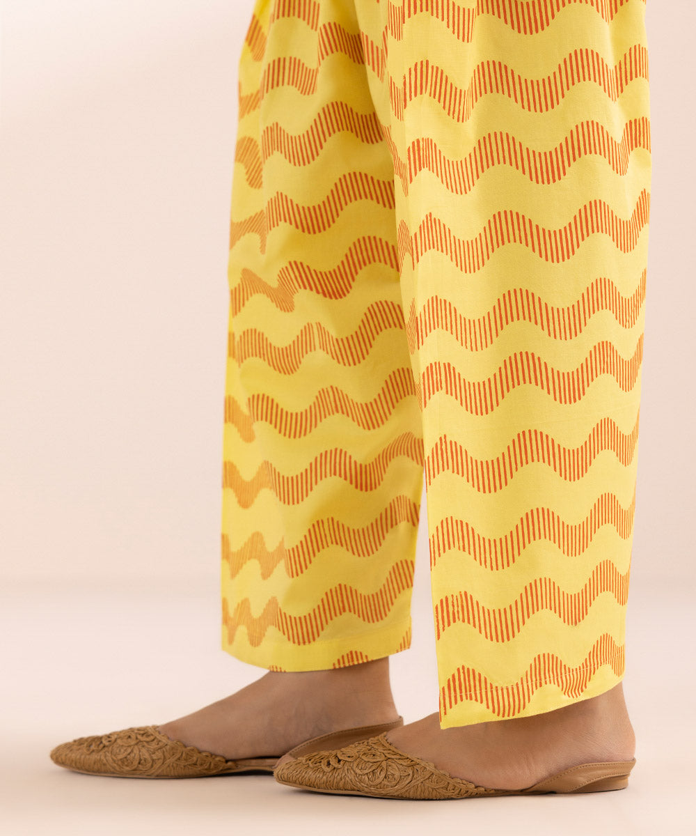 Women's Pret Cambric Yellow Printed Shalwar