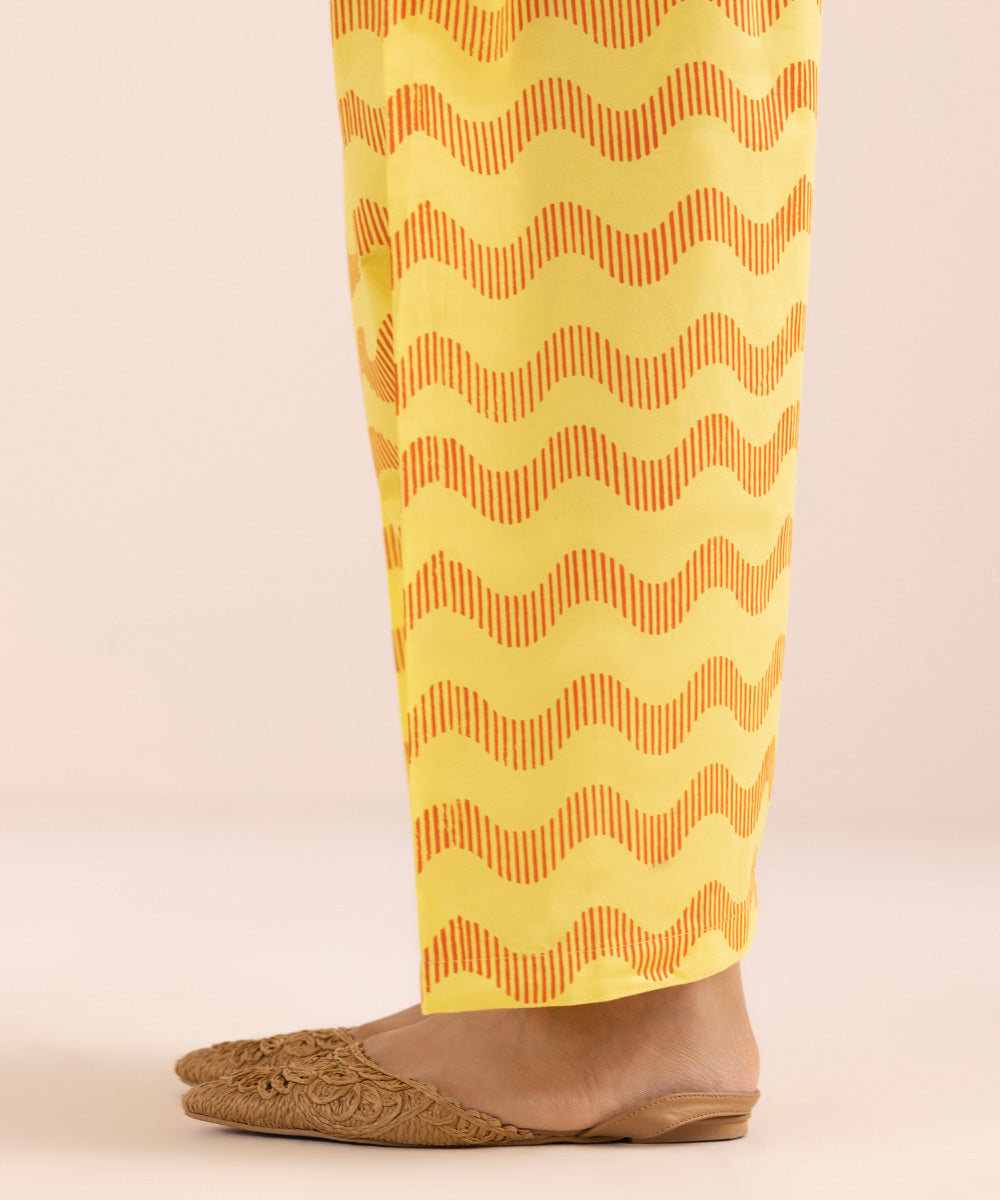 Women's Pret Cambric Yellow Printed Shalwar