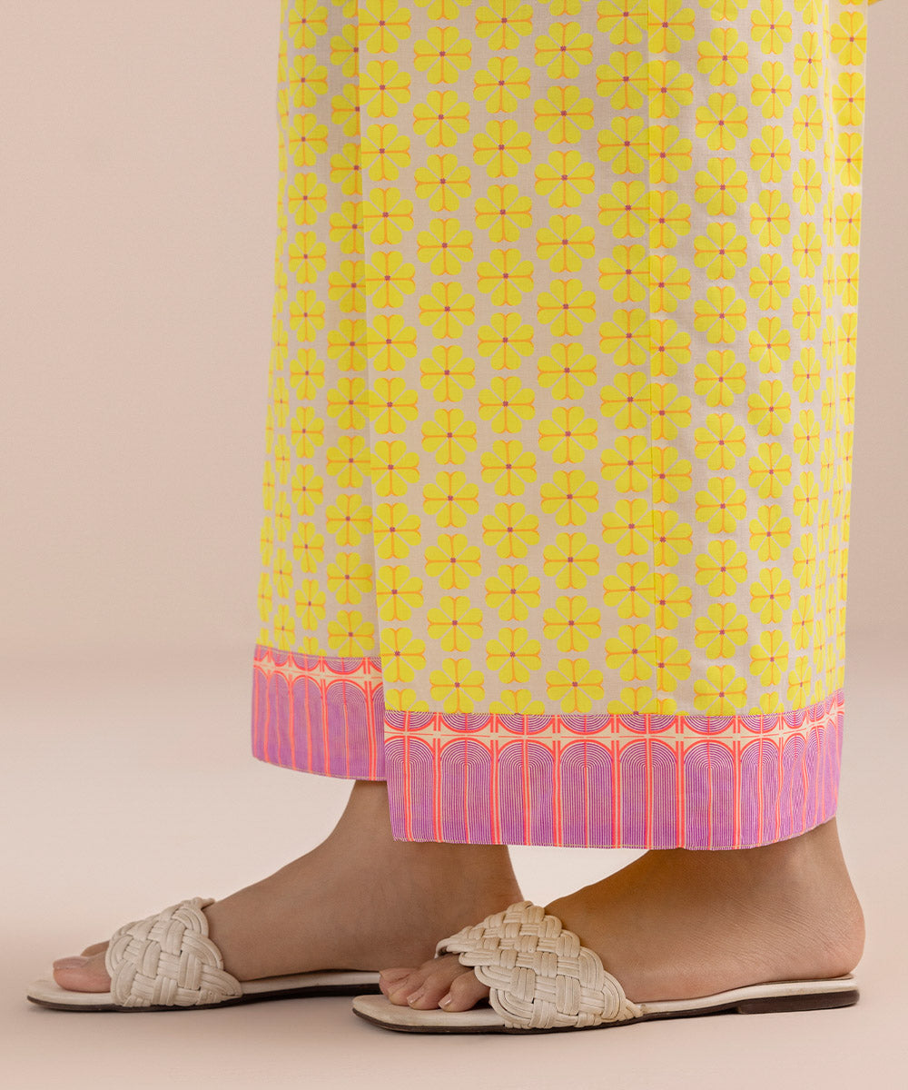 Women's Pret Cambric Yellow Printed Culottes