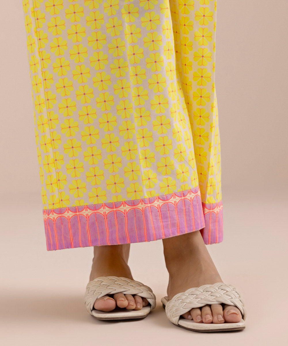 Women's Pret Cambric Yellow Printed Culottes