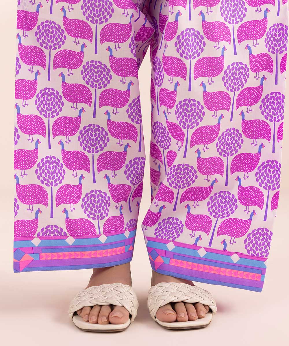 Women's Pret Cambric Purple Printed Shalwar