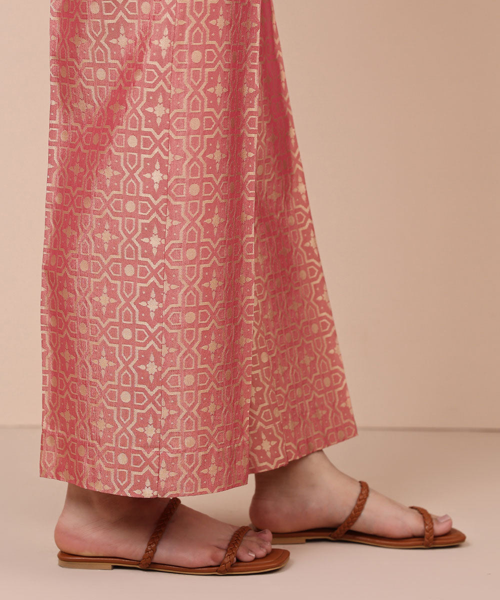 Women's Pret Blended Jacquard Dyed Deep Coral Culottes