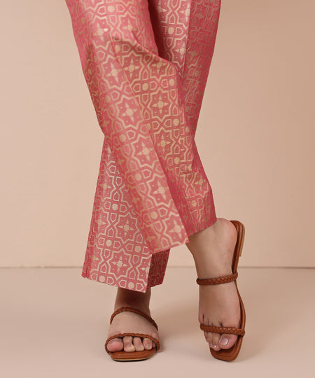 Women's Pret Blended Jacquard Dyed Deep Coral Culottes