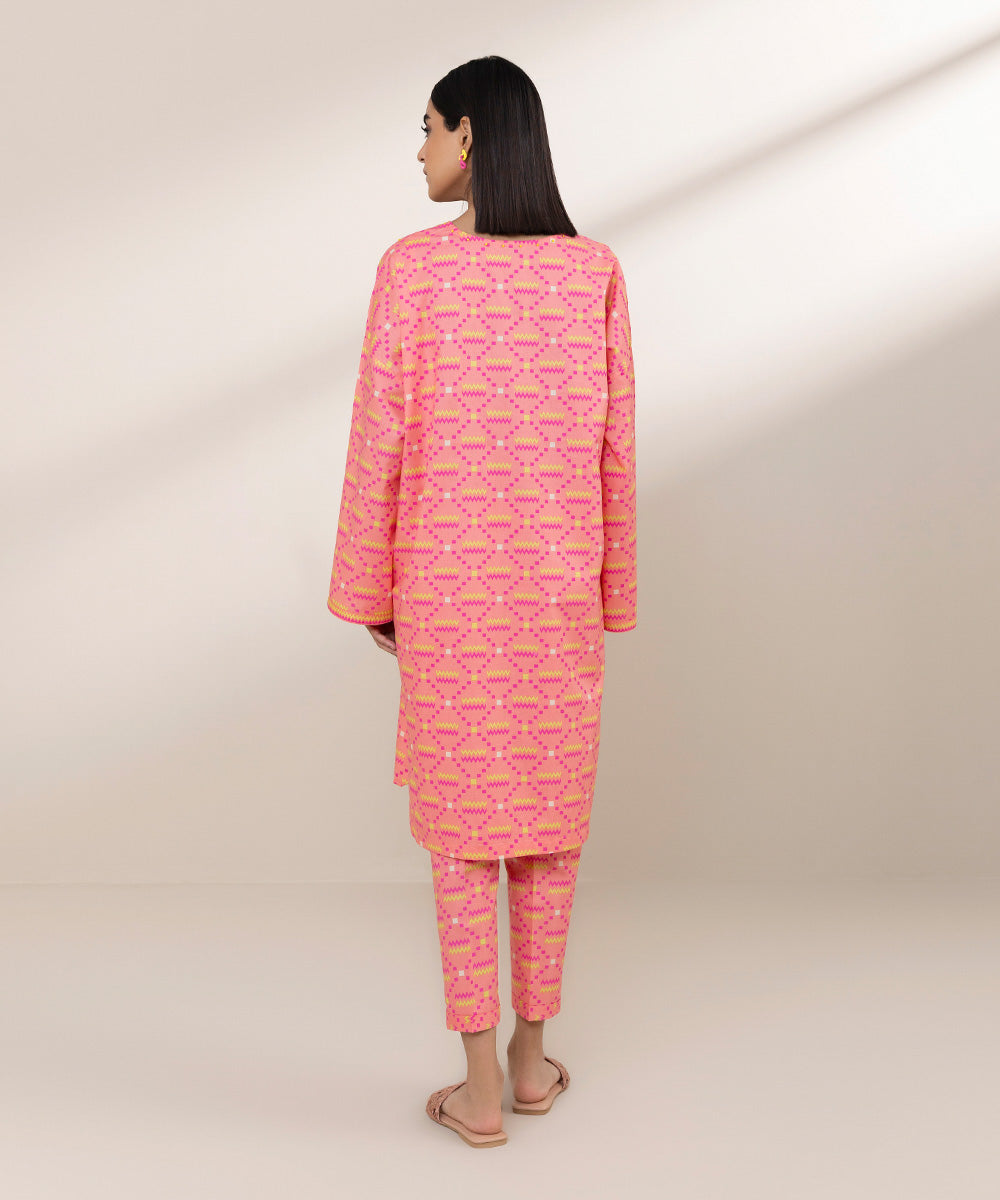 Women's Pret Cambric Printed Pink Boxy Shirt
