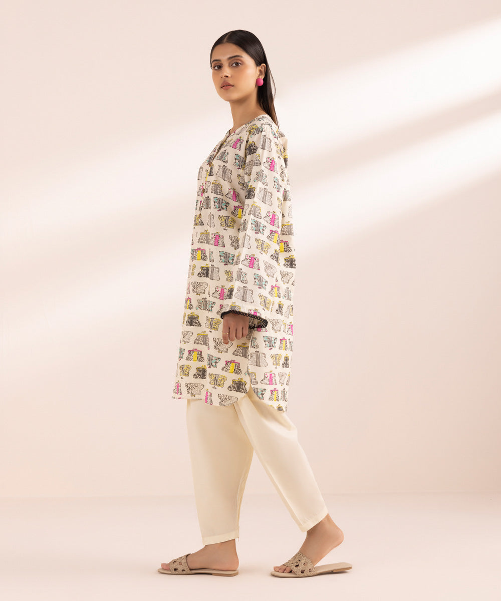 Women's Pret Textured Lawn Multi Printed Boxy Shirt