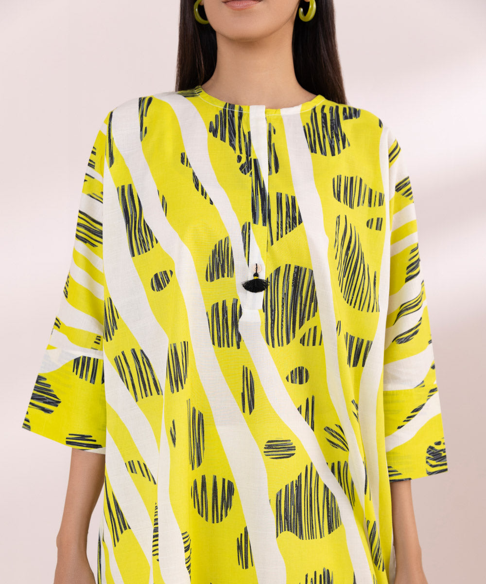 Women's Pret Textured Lawn Multi Printed Drop Shoulder Shirt