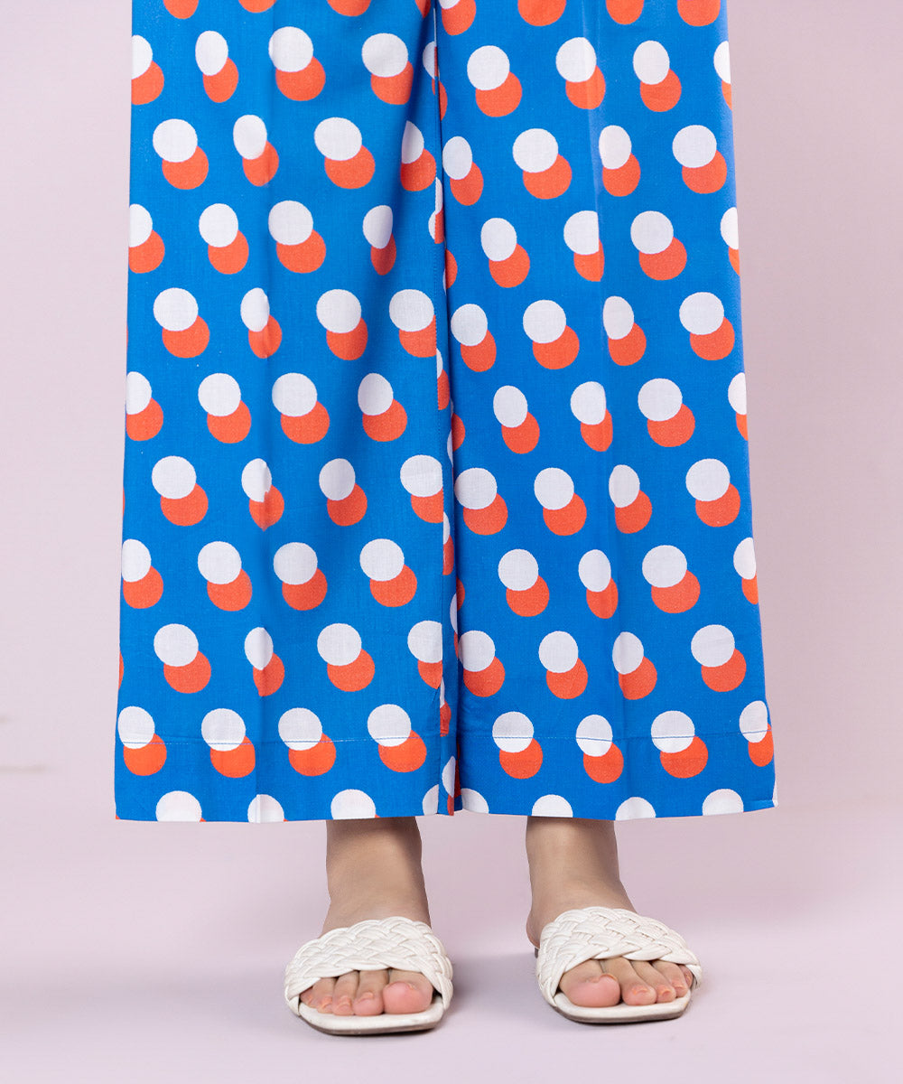 Women's Pret Cotton Viscose Printed Blue Culottes