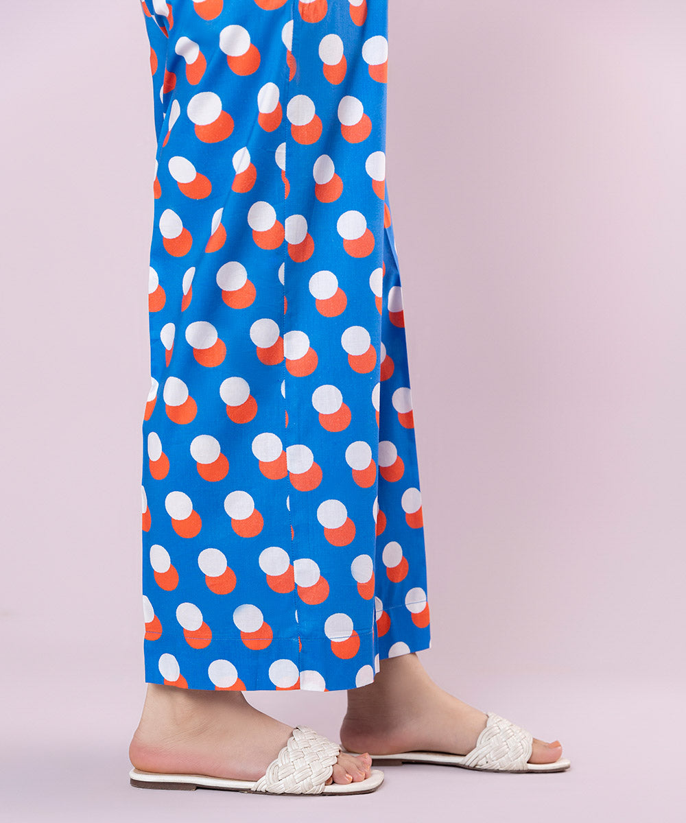 Women's Pret Cotton Viscose Printed Blue Culottes