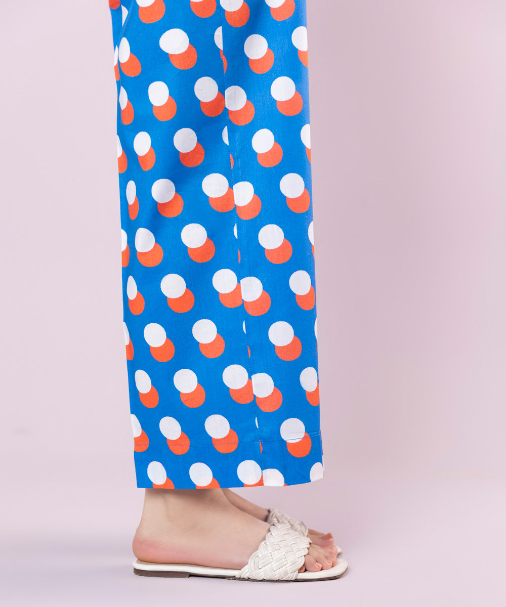 Women's Pret Cotton Viscose Printed Blue Culottes