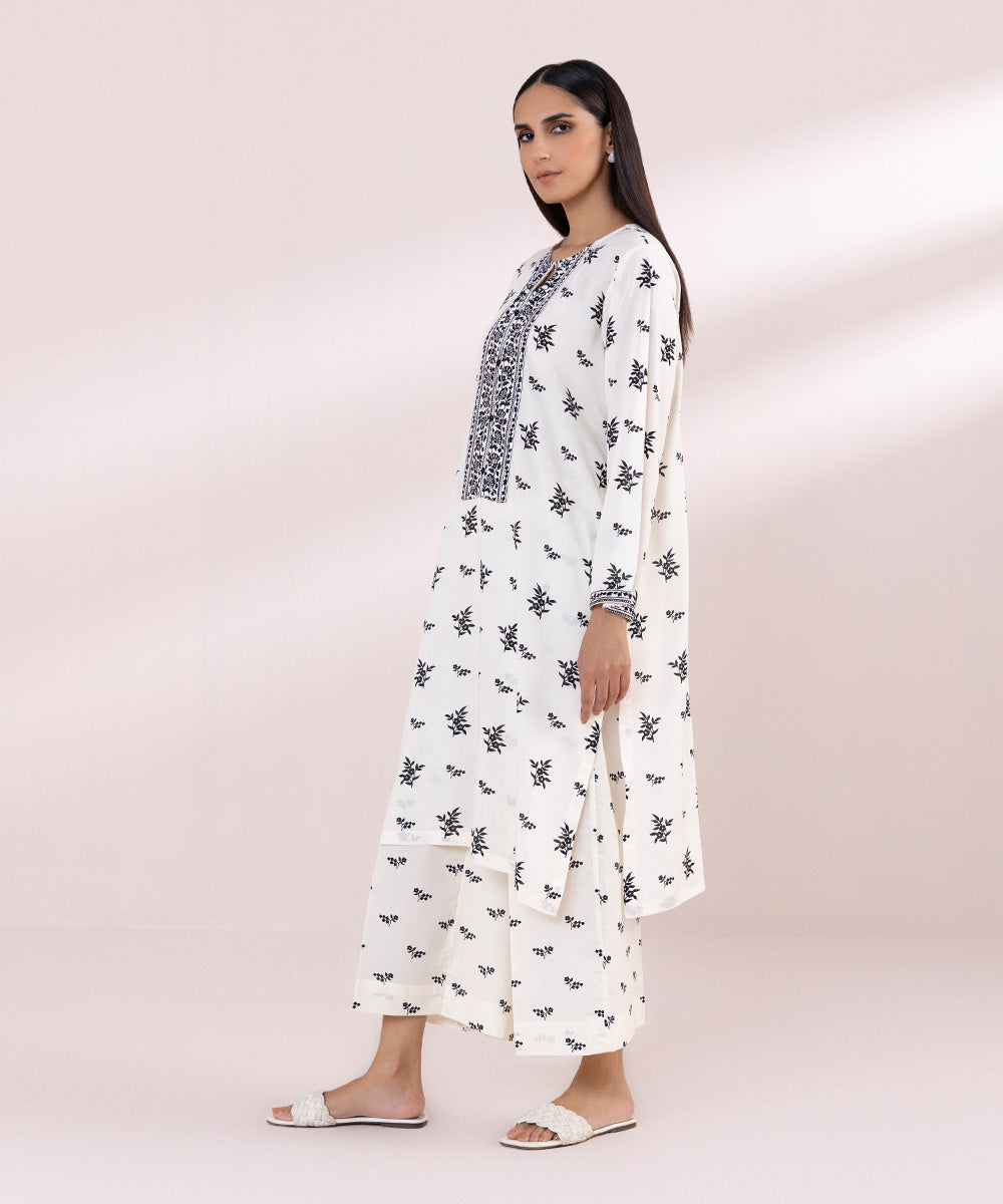Women's Pret Arabic Lawn Off White Printed A-Line Shirt