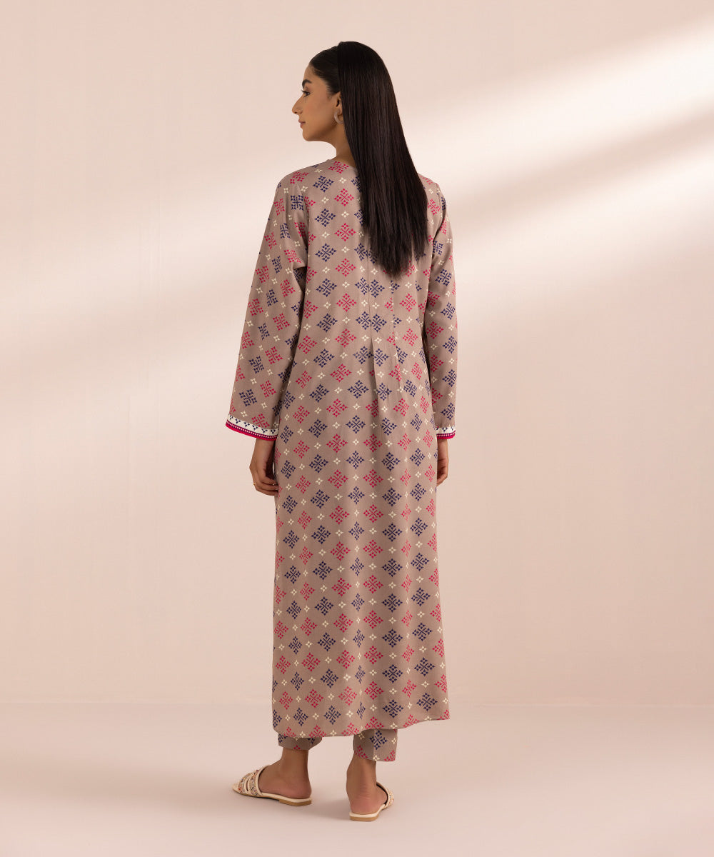 Women's Pret Arabic Lawn Brown Printed A-Line Shirt