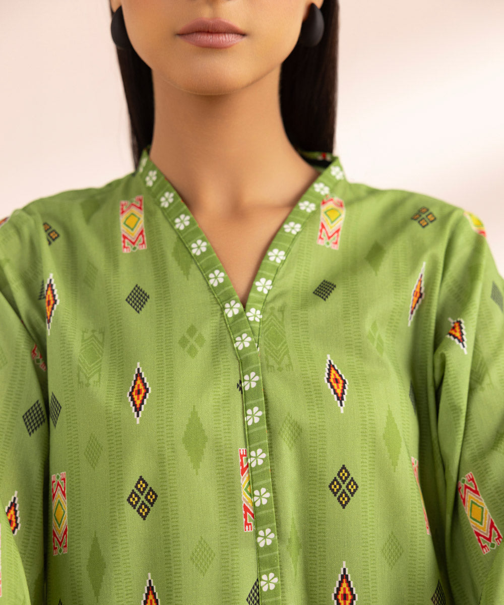 Women's Pret Lawn Green Printed Straight Shirt