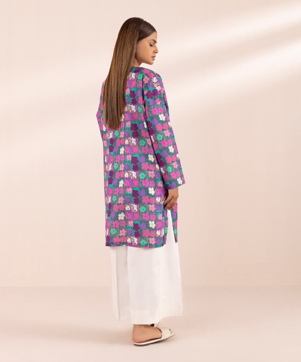 Women's Pret Arabic Lawn Purple Printed Boxy Shirt