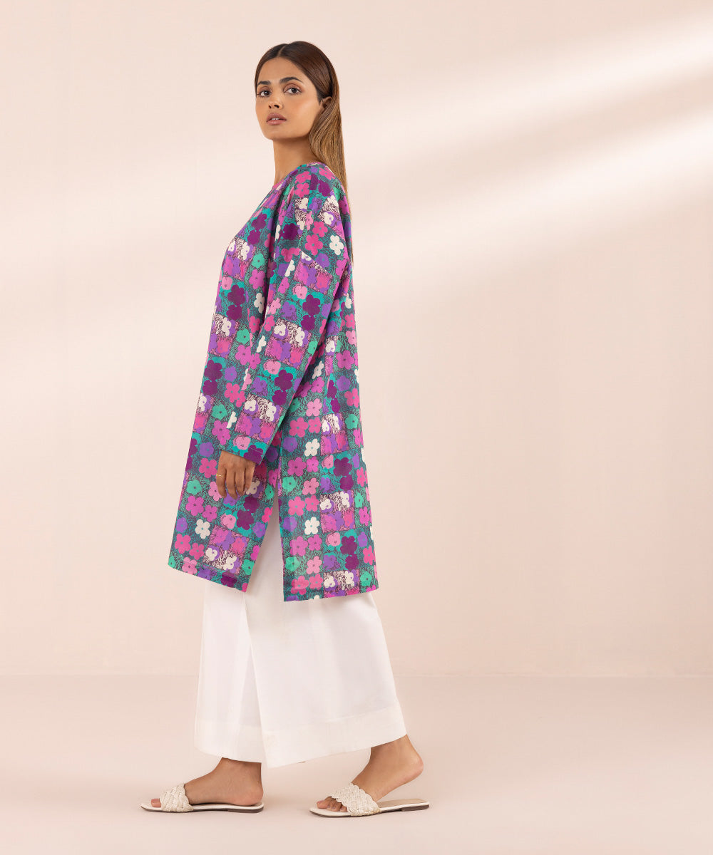 Women's Pret Arabic Lawn Purple Printed Boxy Shirt