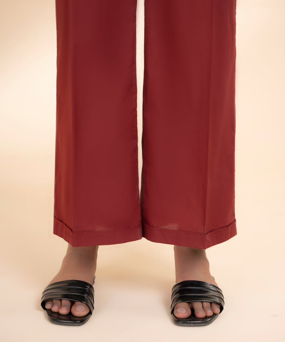 Women's Pret Cambric Red Solid Culottes