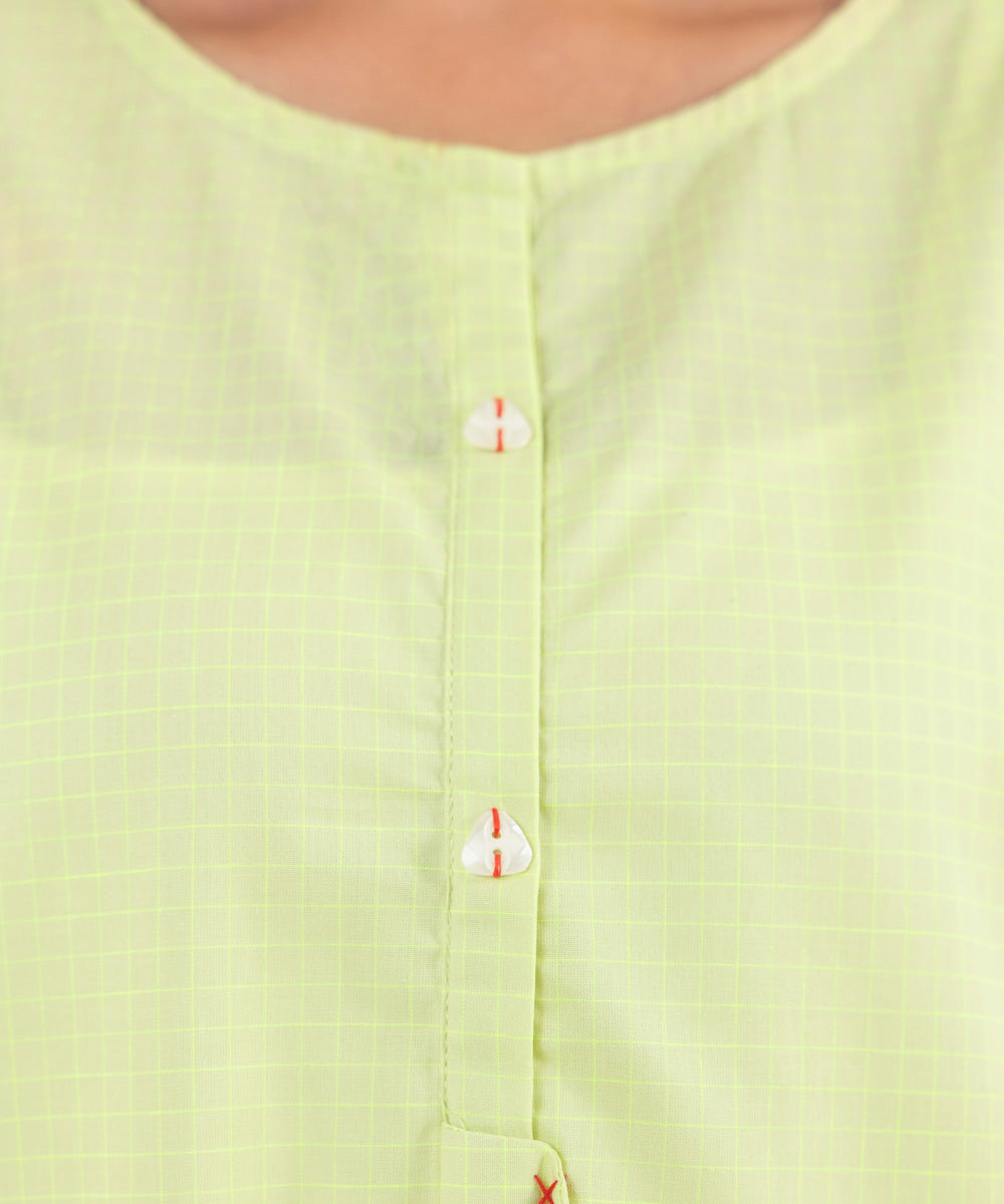 Women's Pret Yarn Dyed Solid Lime A-Line Shirt