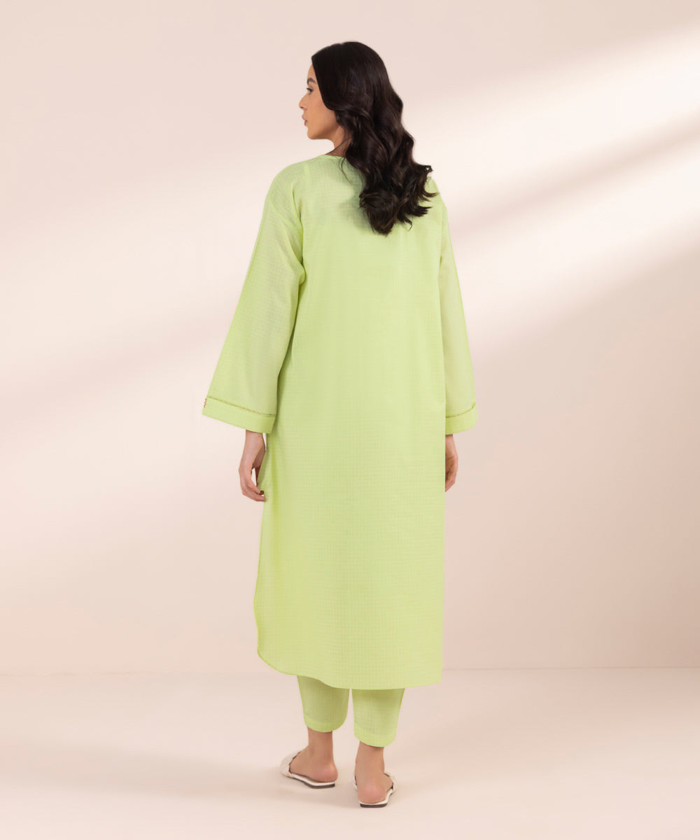 Women's Pret Yarn Dyed Solid Lime A-Line Shirt