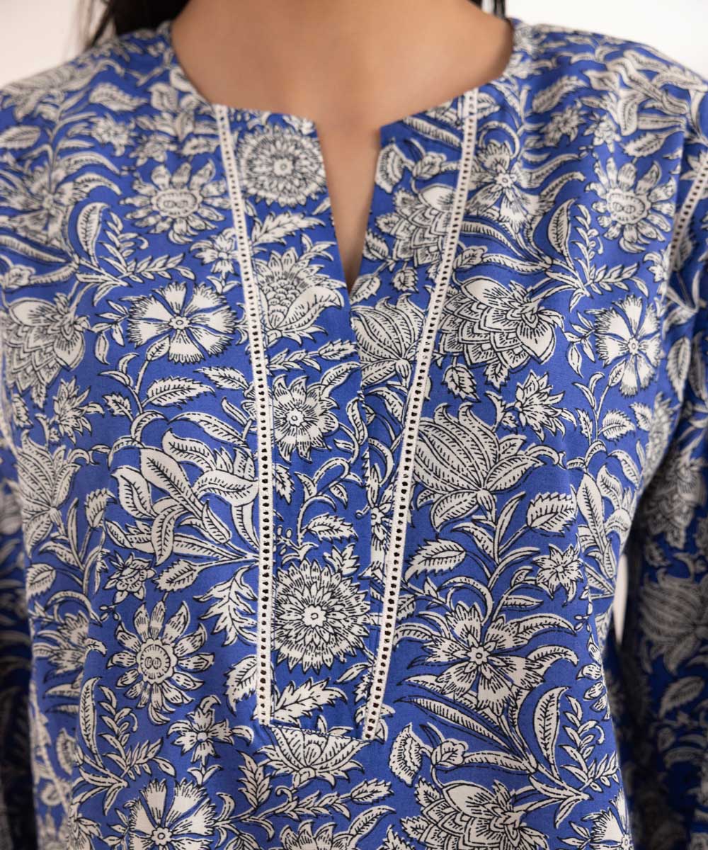 Women's Pret Textured Lawn Printed Blue A-Line Shirt