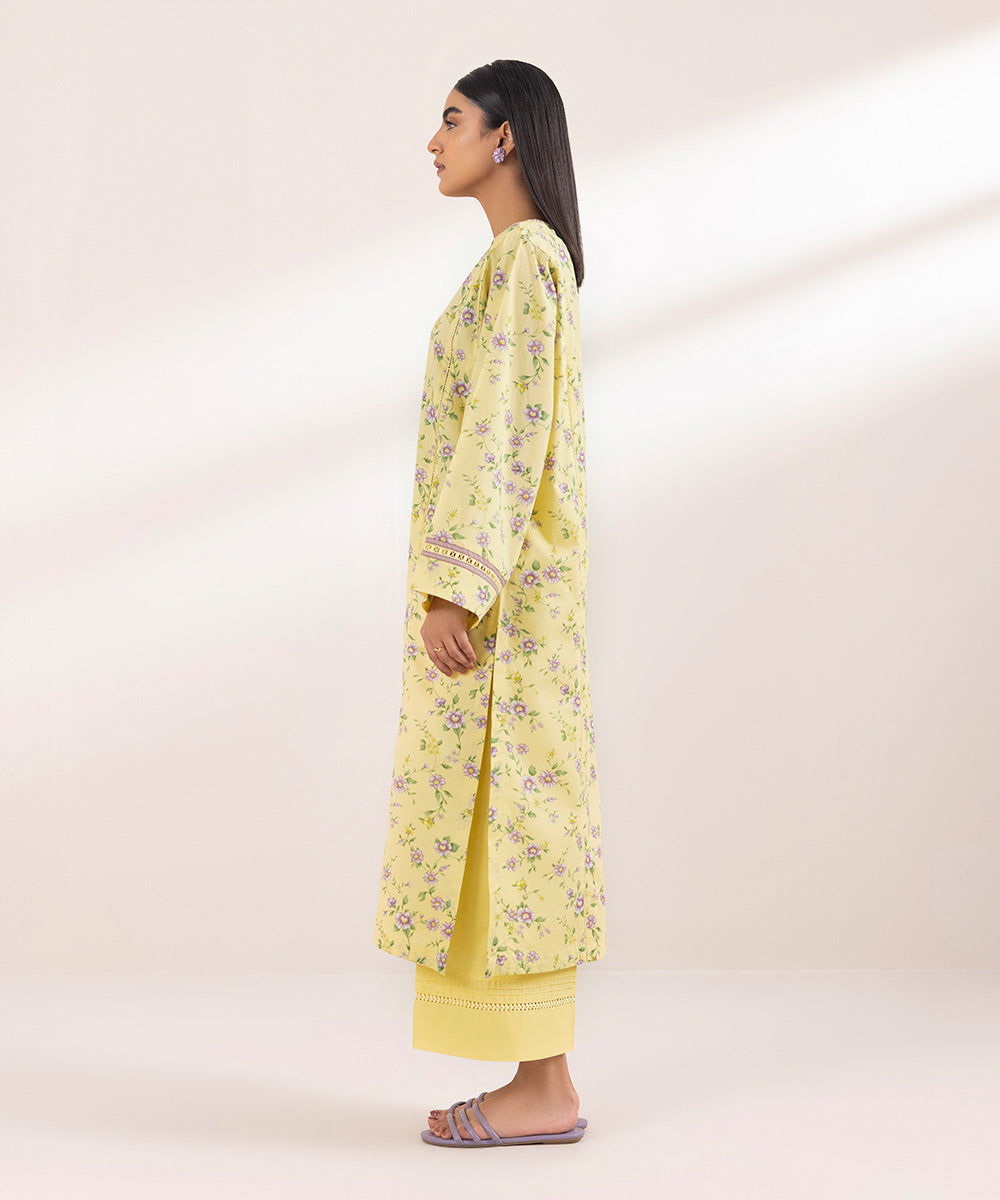 Women's Pret Textured Lawn Printed Yellow A-Line Shirt