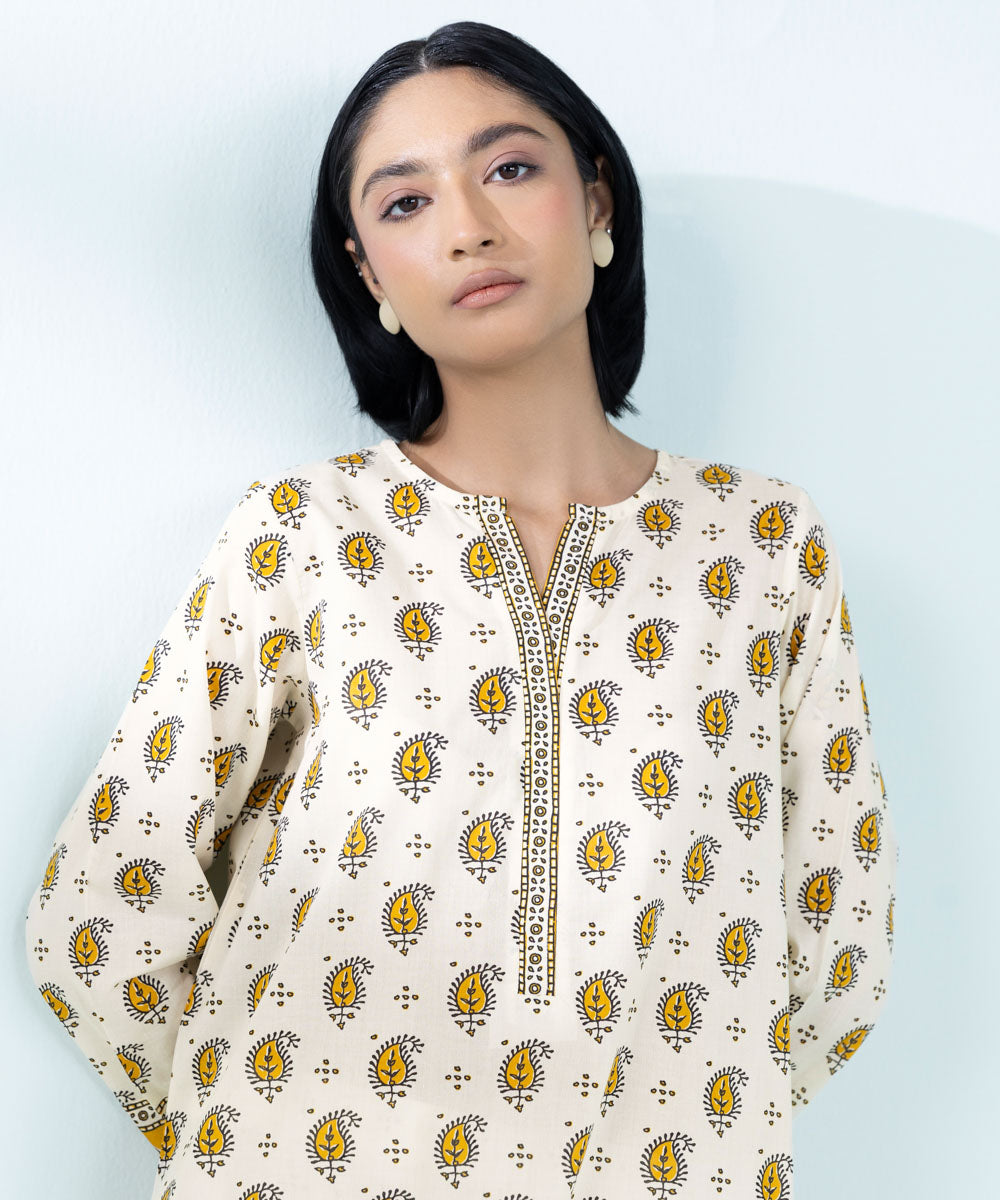 Women's Pret Lawn Printed Cream A-Line Shirt