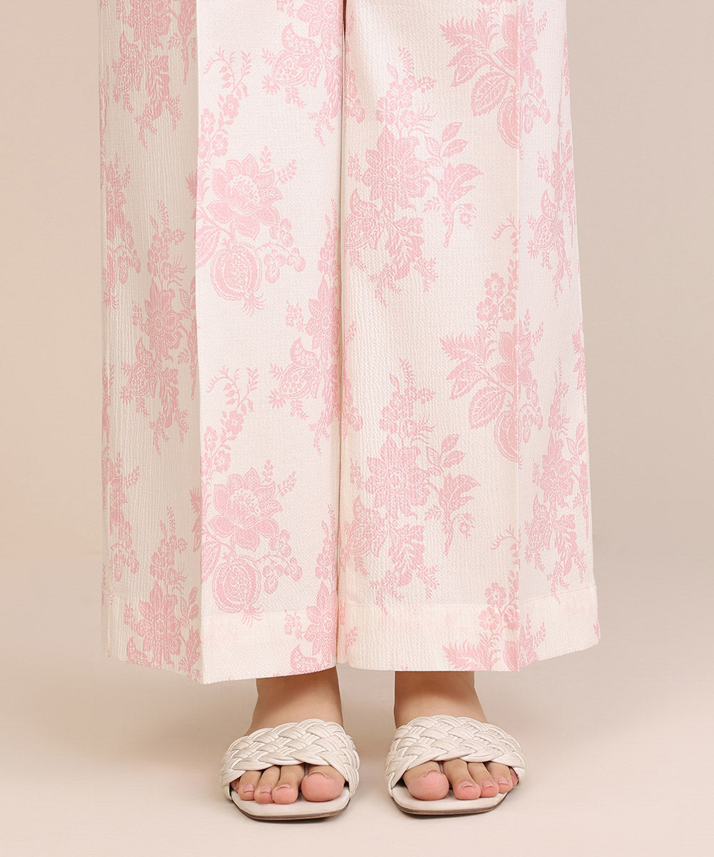 Women's Pret Seersucker Pink Printed Culottes