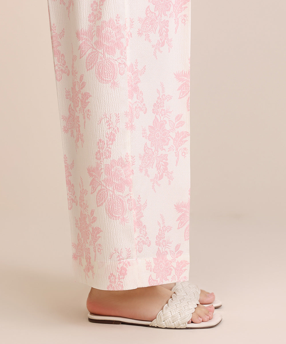 Women's Pret Seersucker Pink Printed Culottes