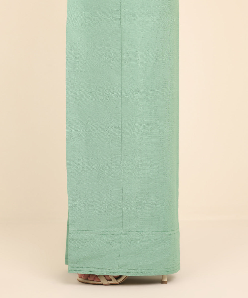 Women's Pret Cotton Jacquard Green Solid Culottes