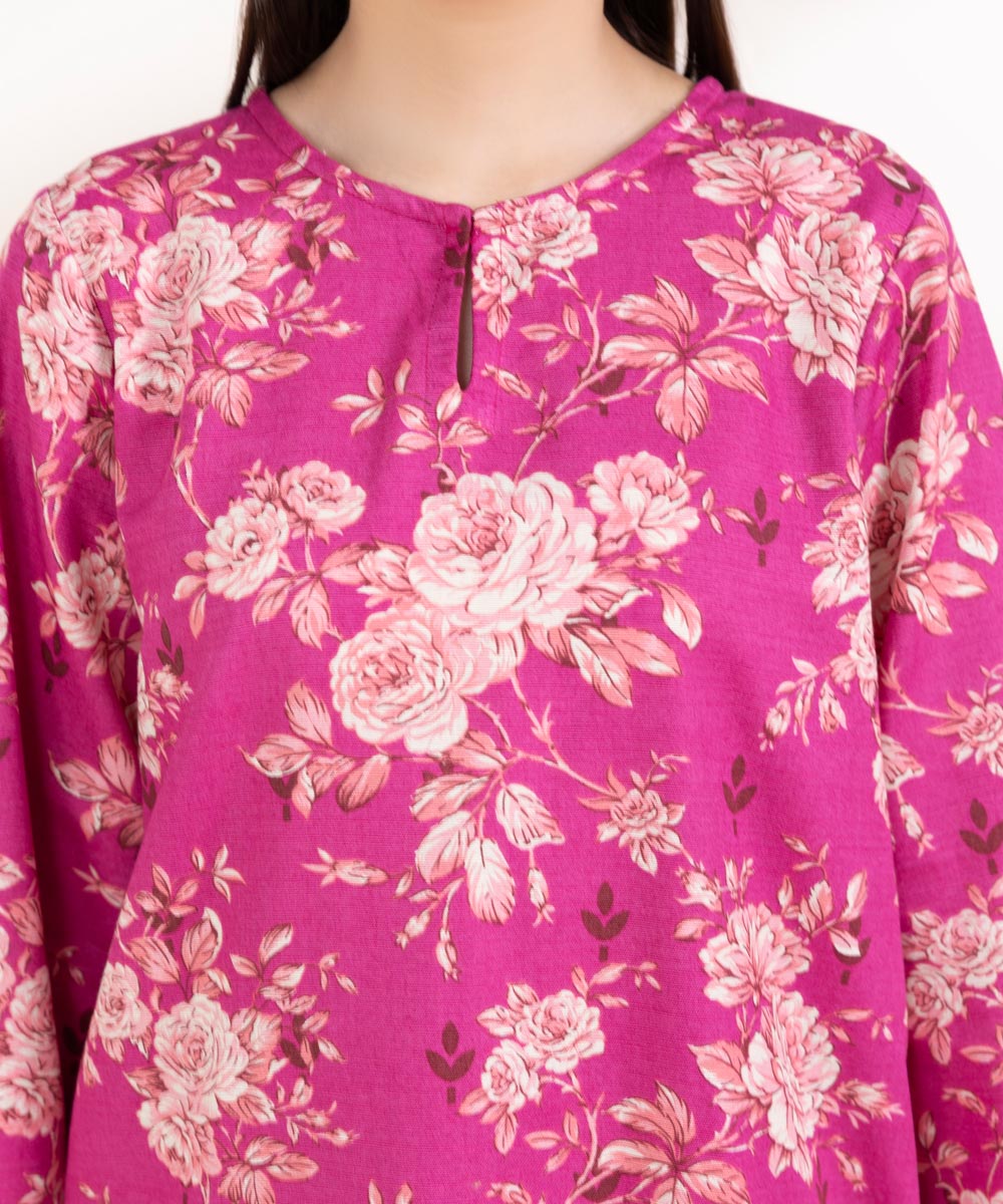 Women's Pret Khaddar Printed Pink A-Line Shirt