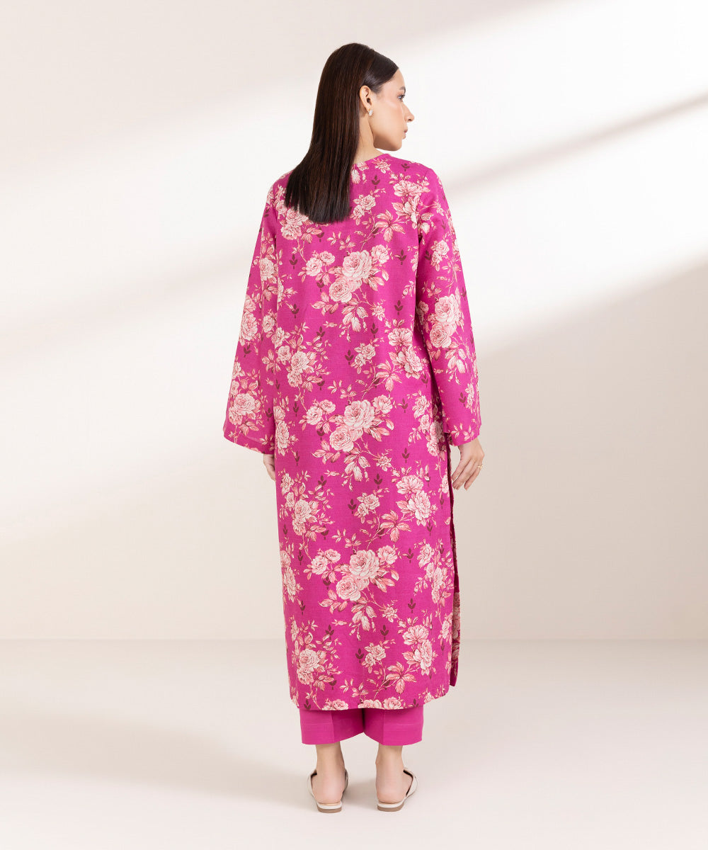 Women's Pret Khaddar Printed Pink A-Line Shirt