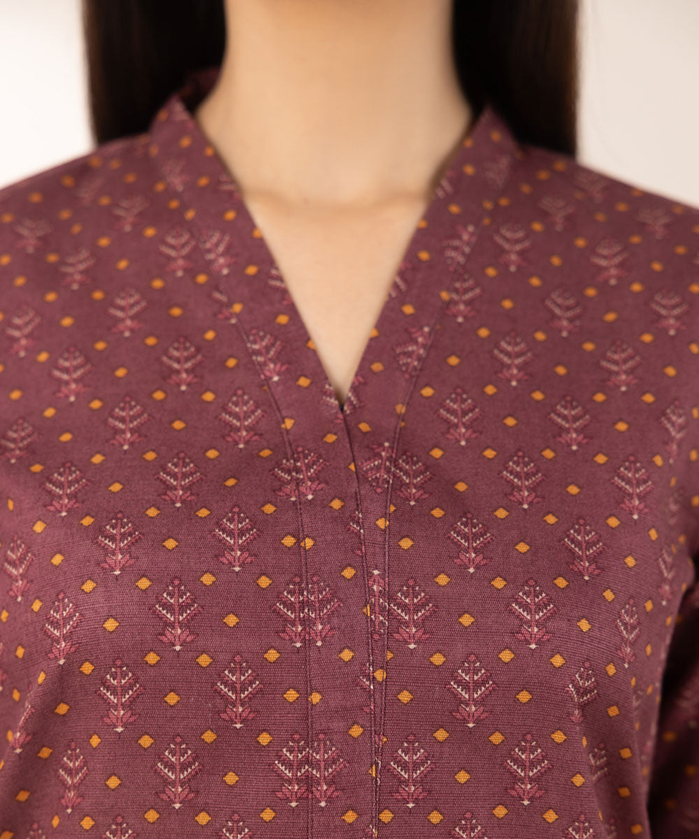 Women's Pret Khaddar Printed Brown A-Line Shirt