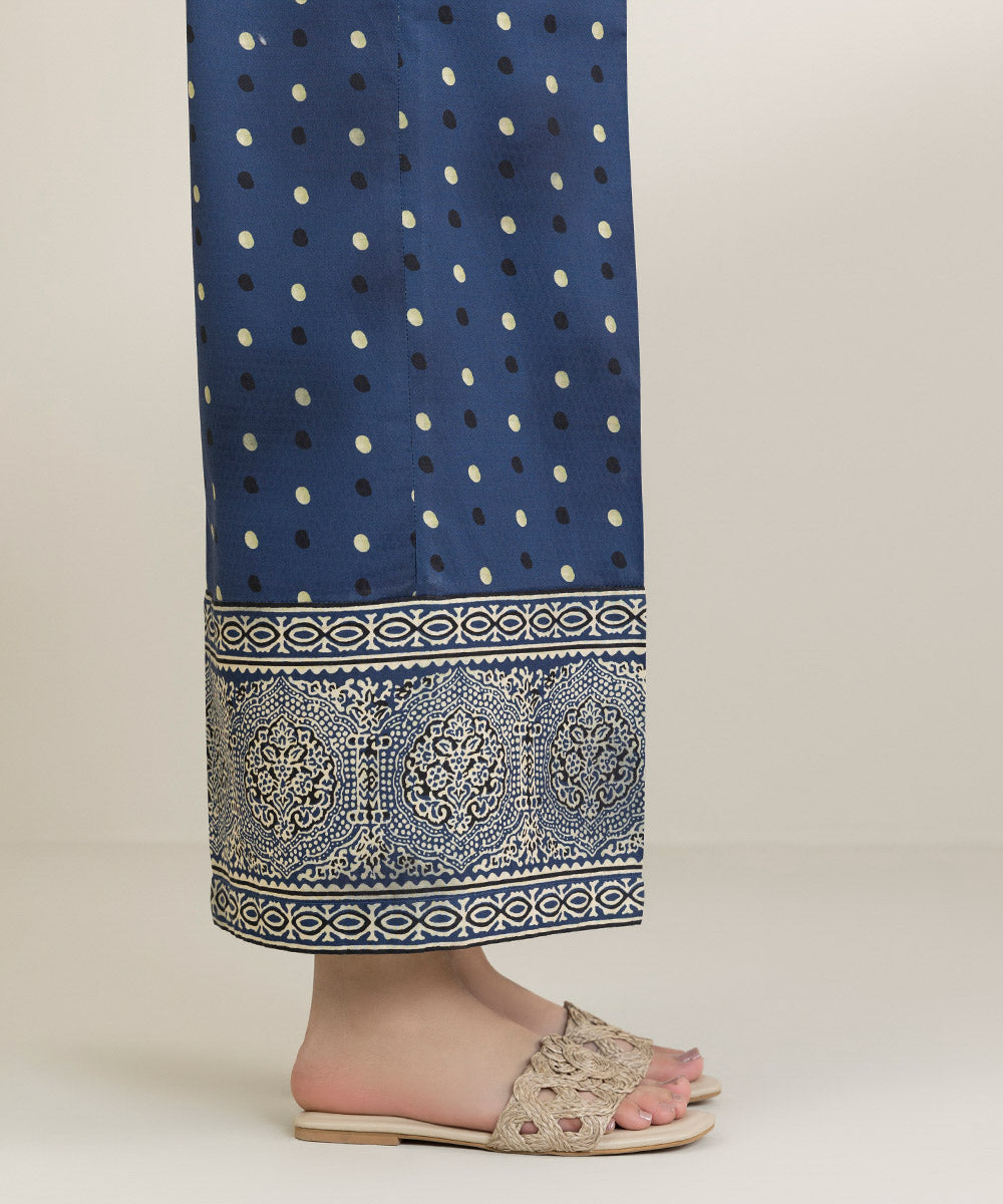 Women's Pret Dobby Blue Printed Culottes
