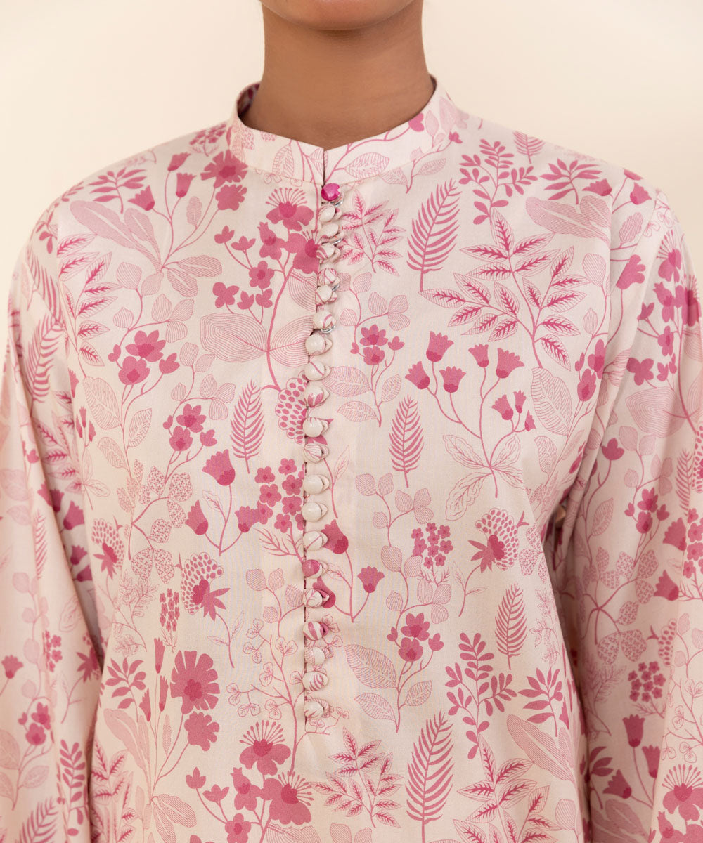 Women's Unstitched Lawn Pink Printed 3 Piece Suit