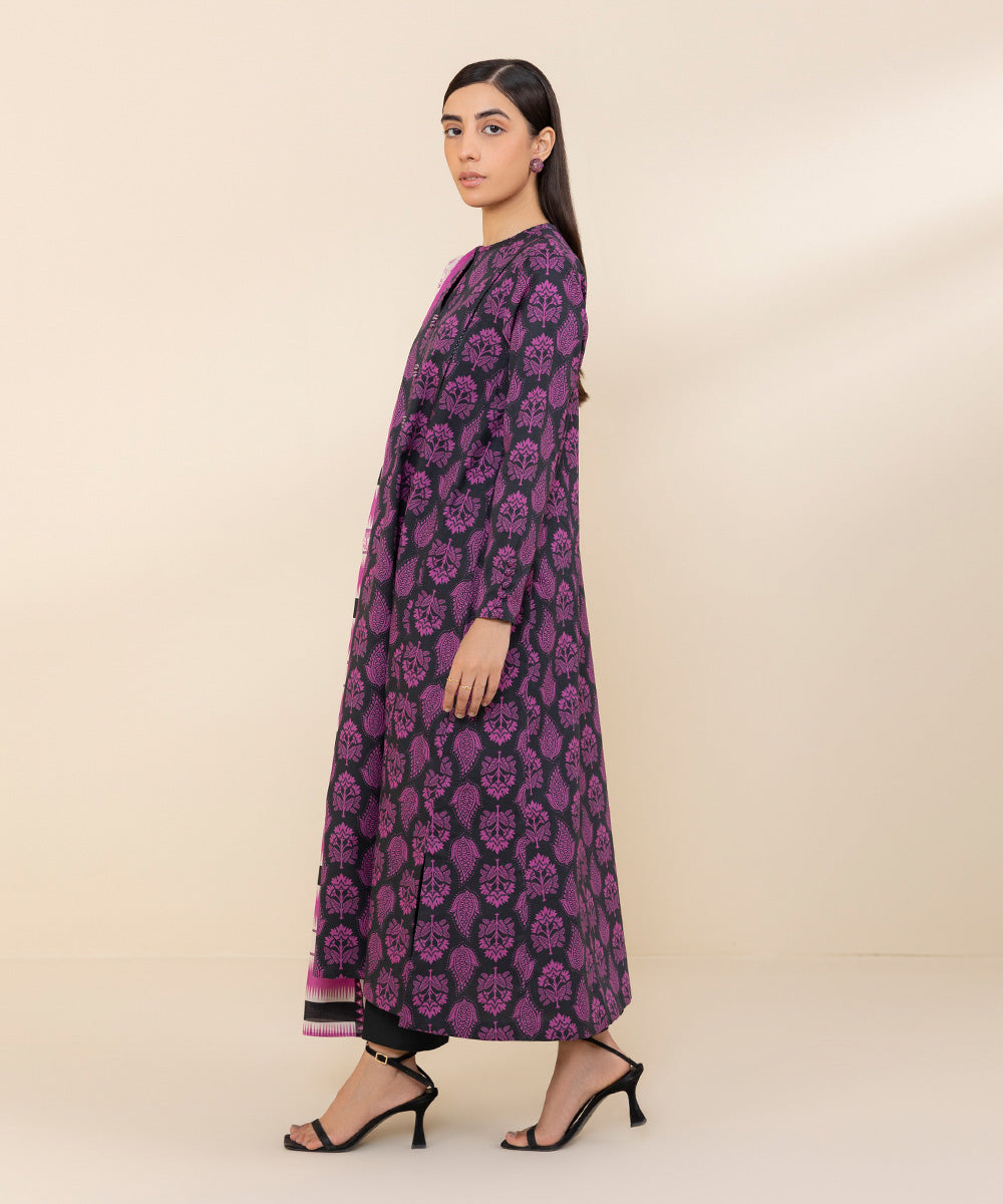 Women's Unstitched Lawn Purple Printed 3 Piece Suit