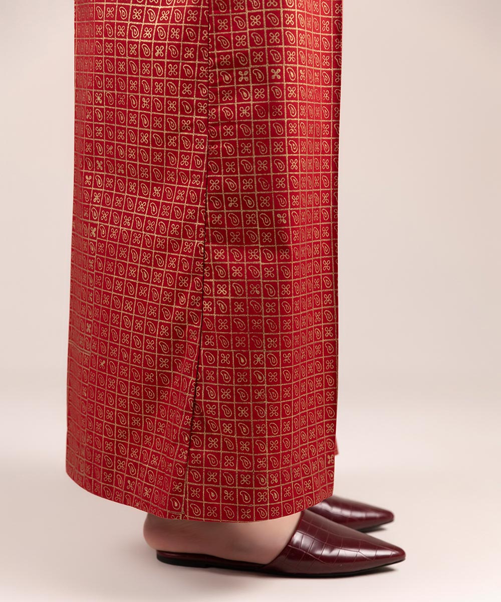 Women's Pret Cambric Printed Red Culottes
