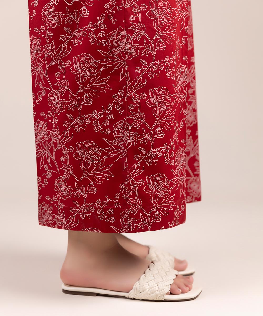 Women's Pret Cambric Printed Red Culottes