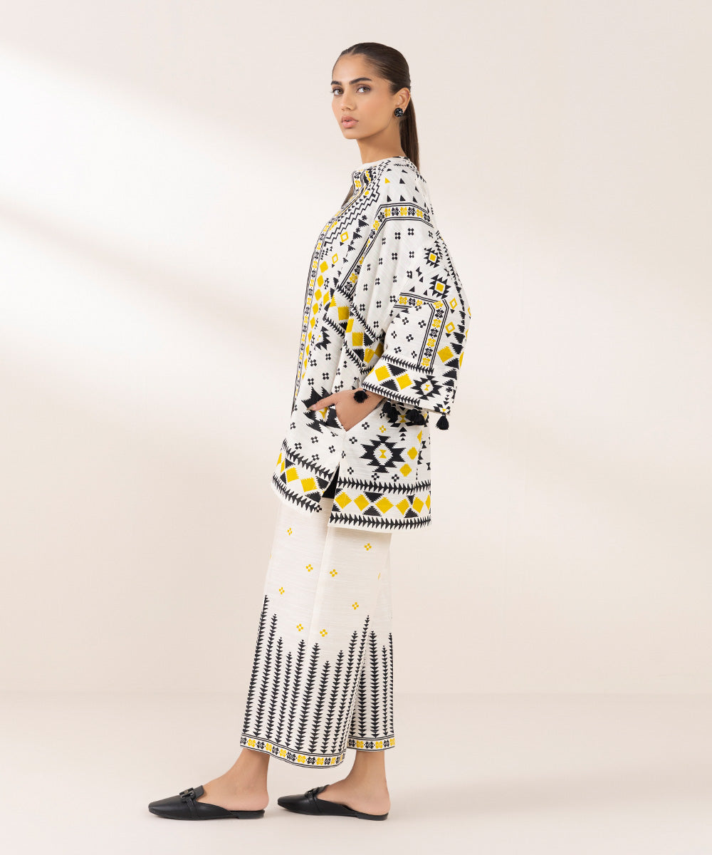 Women's Pret Khaddar Printed Multi Front Open Jacket 