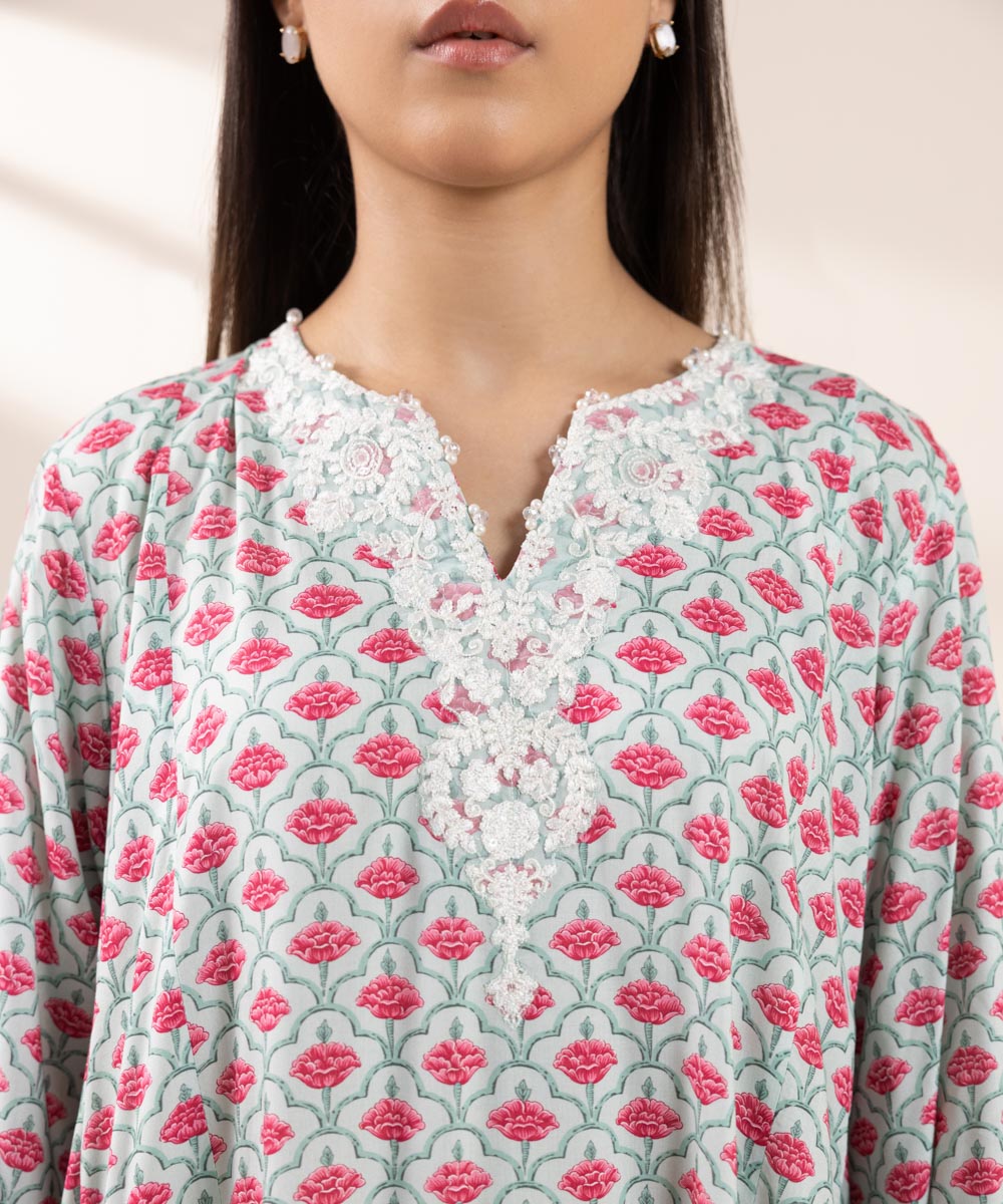 Women's Pret Arabic Lawn Embroidered Multi A-Line Shirt