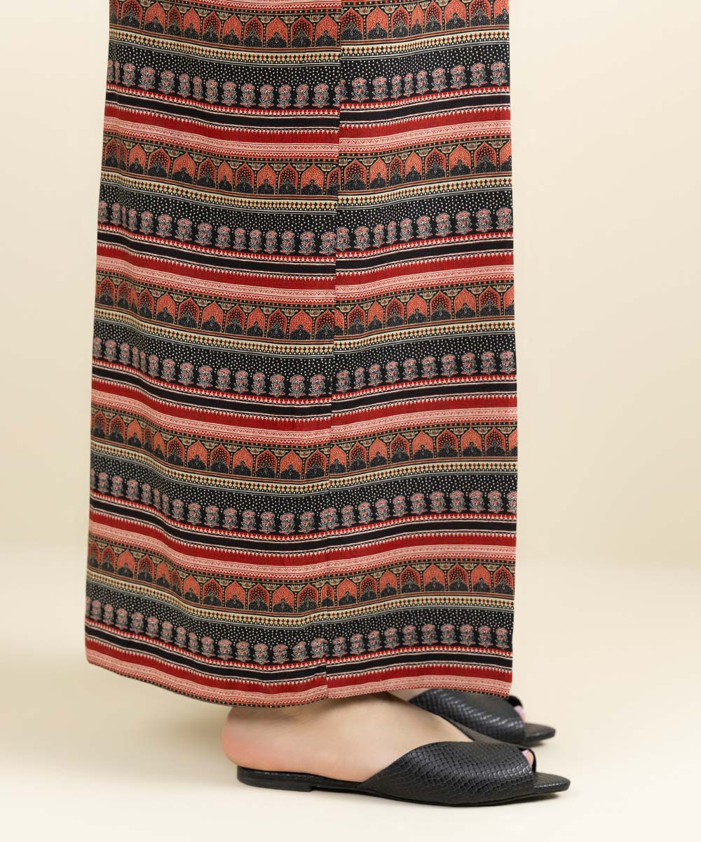 Women's Pret Dull Raw Silk Printed Multi Culottes