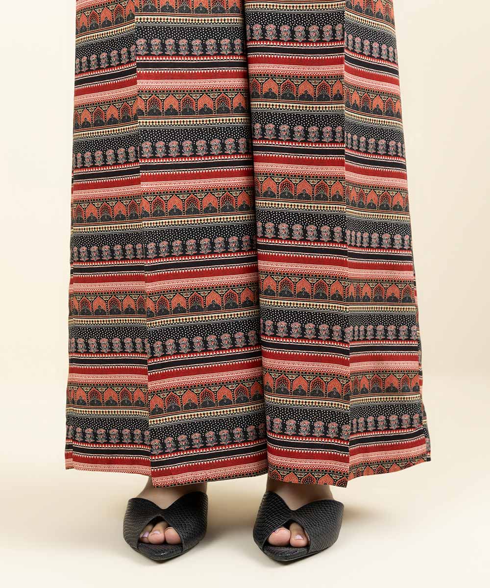 Women's Pret Dull Raw Silk Printed Multi Culottes